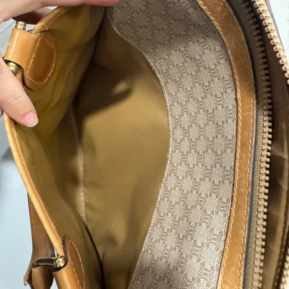 Vintage Celine Macadam Handbag - Beige & Tan Coated Canvas - Picture 8 of 9